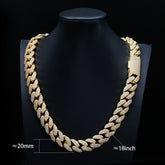 18mm Gold Plated VVS Moissanite Iced Out Diamond Miami Cuban Link Chain Necklace